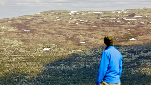 Ränderna är strandlinjer från en gammal issjö. Foto: Kentaroo Tryman.